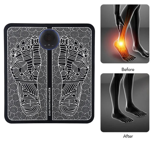 Electric EMS Foot Massager Pad – Foldable Acupressure & Muscle Stimulation Mat for Pain Relief, Blood Circulation & Leg Relaxation Therapy